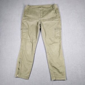 Athleta Pants Womens Size 10 Green Cargo Organic Cotton Zipper Ankle